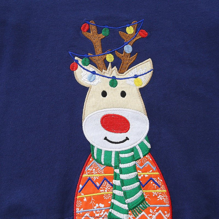 Toddler/Kid Boy Santa's Reindeer Embroidery Design Sweatshirt and Pants Set