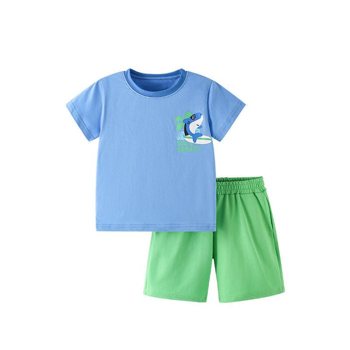 Toddler/Kid Boy Sea and Sunsets Shark T-shirt and Shorts Set