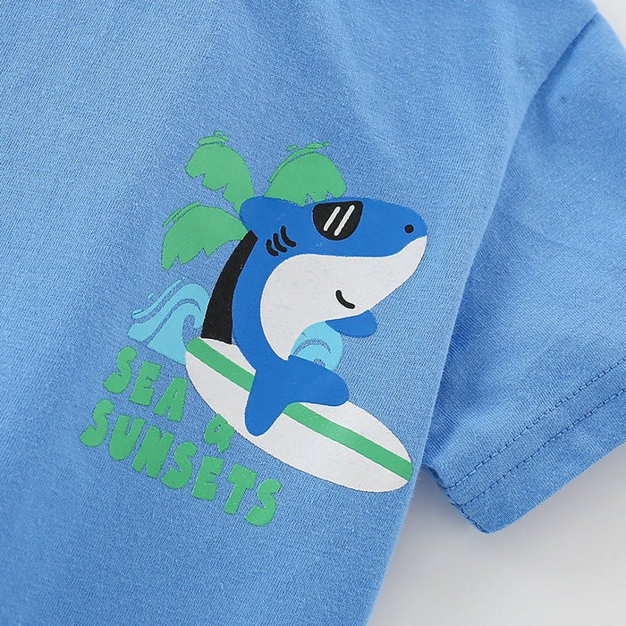 Toddler/Kid Boy Sea and Sunsets Shark T-shirt and Shorts Set