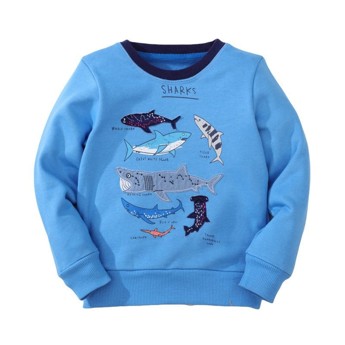 Toddler/Kid Boy Sharks Print Blue Casual Sweatshirt