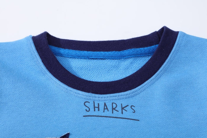 Toddler/Kid Boy Sharks Print Blue Casual Sweatshirt