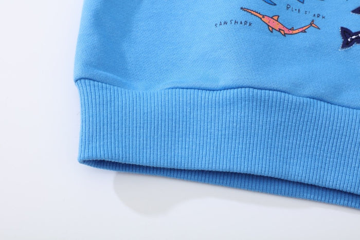 Toddler/Kid Boy Sharks Print Blue Casual Sweatshirt