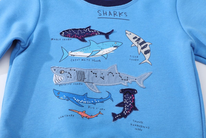 Toddler/Kid Boy Sharks Print Blue Casual Sweatshirt