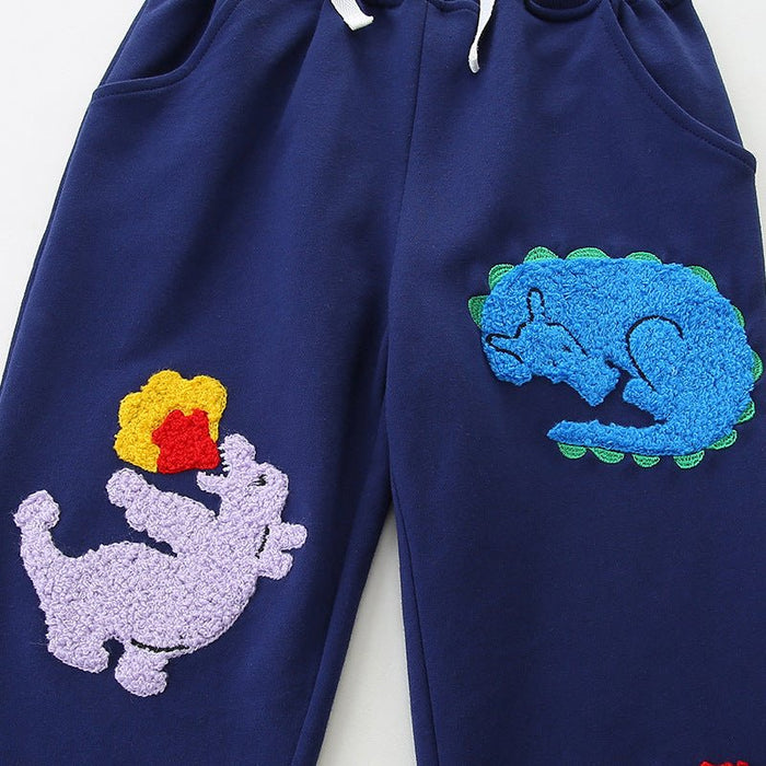 Toddler/Kid Boy Three Dinosaur Embroidery Design Pants