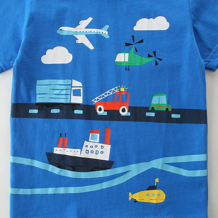 Toddler/Kid Boy Transportations Design Blue T-shirt