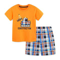 Toddler/Kid Boy Under Construction Truck Orange T-shirt and Shorts Set