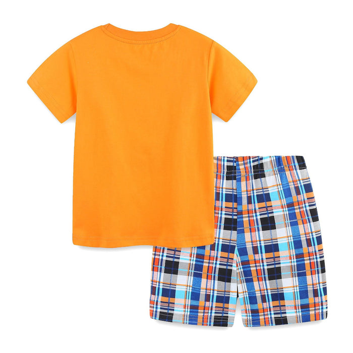 Toddler/Kid Boy Under Construction Truck Orange T-shirt and Shorts Set
