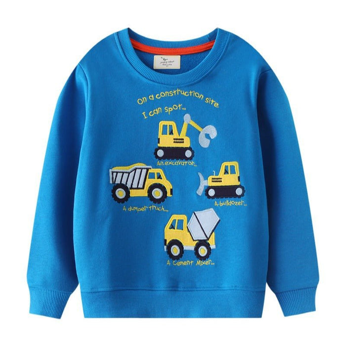 Toddler/Kid Boy Vehicle Design Blue Sweatshirt