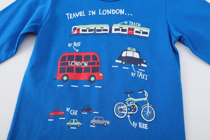 Toddler/Kid Boy Vehicle Print Long Sleeve Shirt