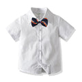 Toddler/Kid Boy White Dress Shirt with Rainbow/Green Bow Tie