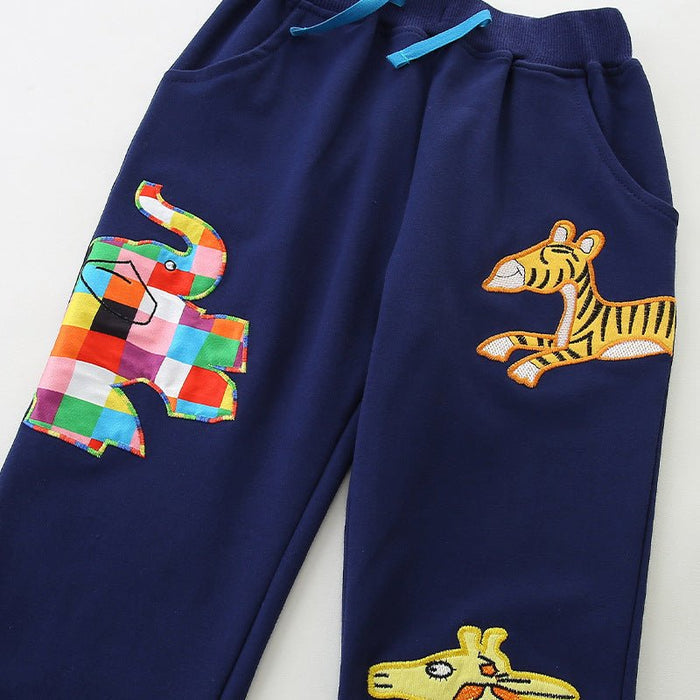 Toddler/Kid Boy Wildlife Animal Embroidery Design Pants