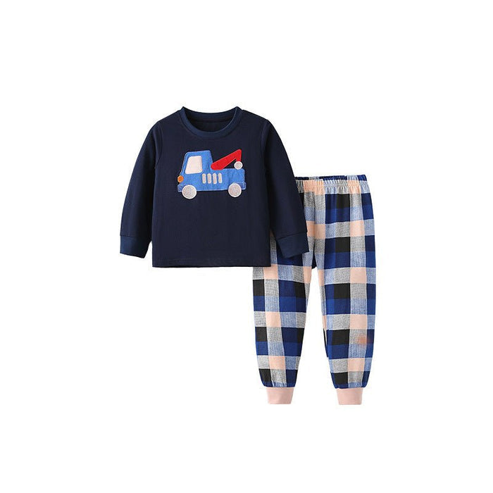 Toddler/Kid Boy's Cartoon Excavator Embroidery Design Sweatshirt and Pants Set