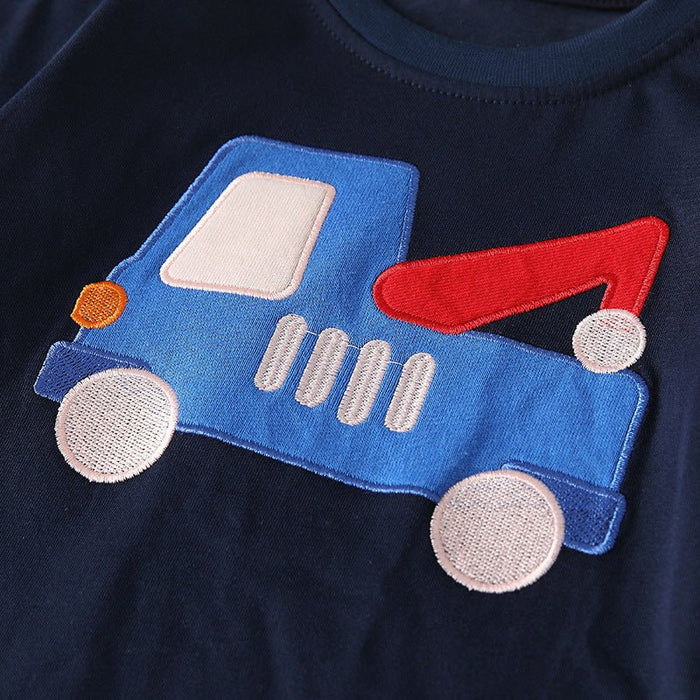 Toddler/Kid Boy's Cartoon Excavator Embroidery Design Sweatshirt and Pants Set