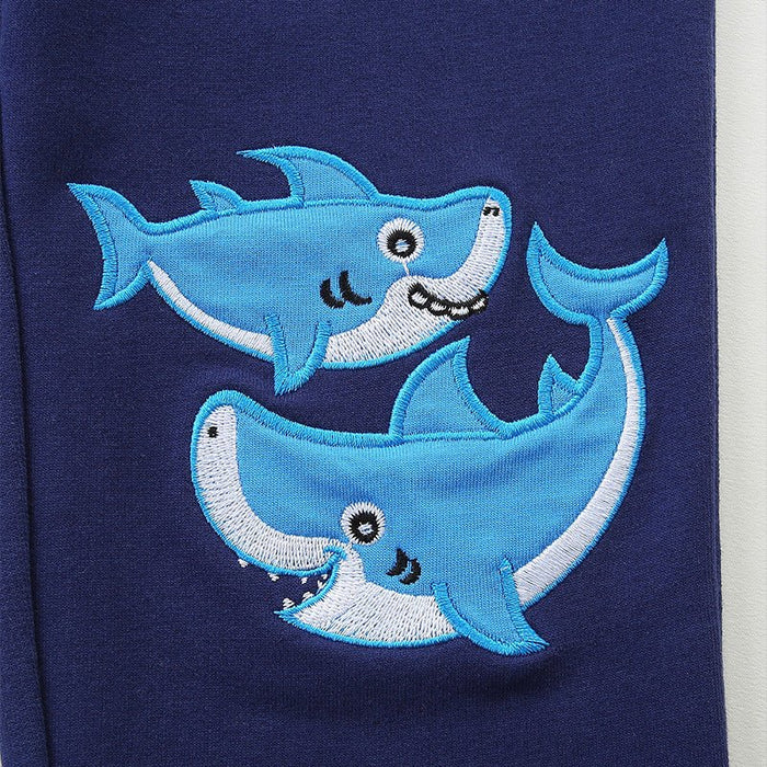 Toddler/Kid Boys Cartoon Shark Embroidery Design Pants