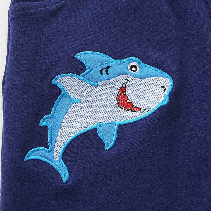 Toddler/Kid Boys Cartoon Shark Embroidery Design Pants
