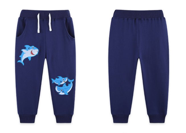 Toddler/Kid Boys Cartoon Shark Embroidery Design Pants