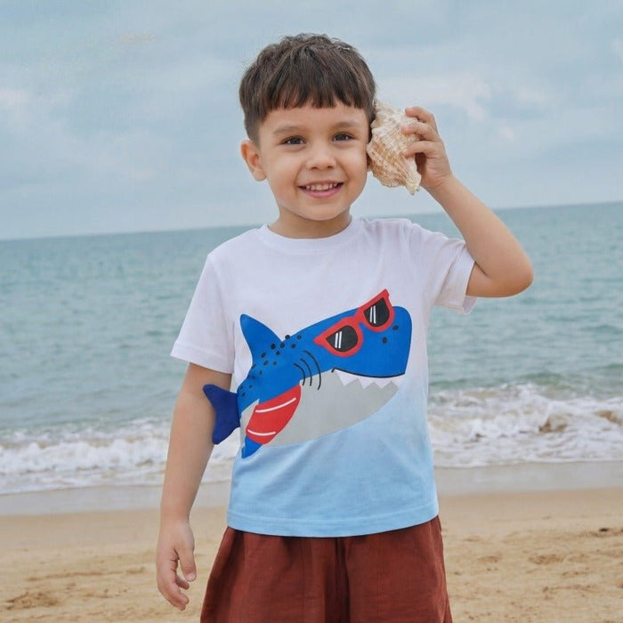 Toddler/Kid Boys Cool Shark with Sunglasses Design Top