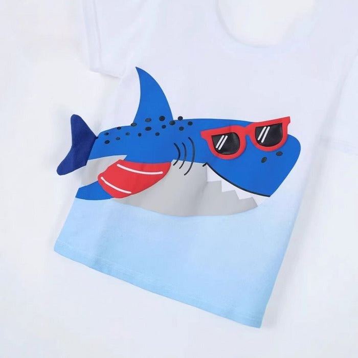 Toddler/Kid Boys Cool Shark with Sunglasses Design Top