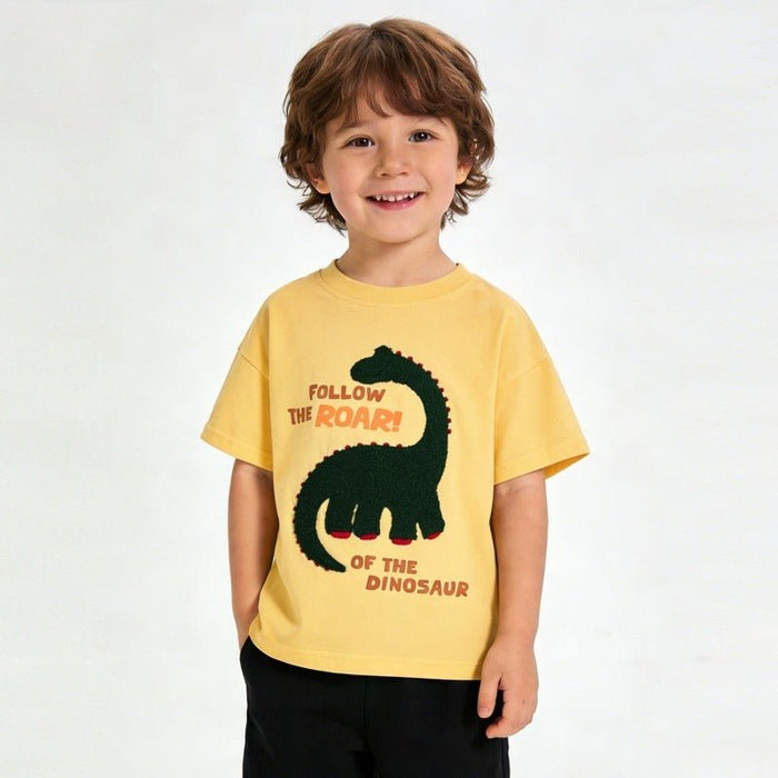 Toddler/Kid Boy's Dinosaur Design Yellow Cotton T-shirt