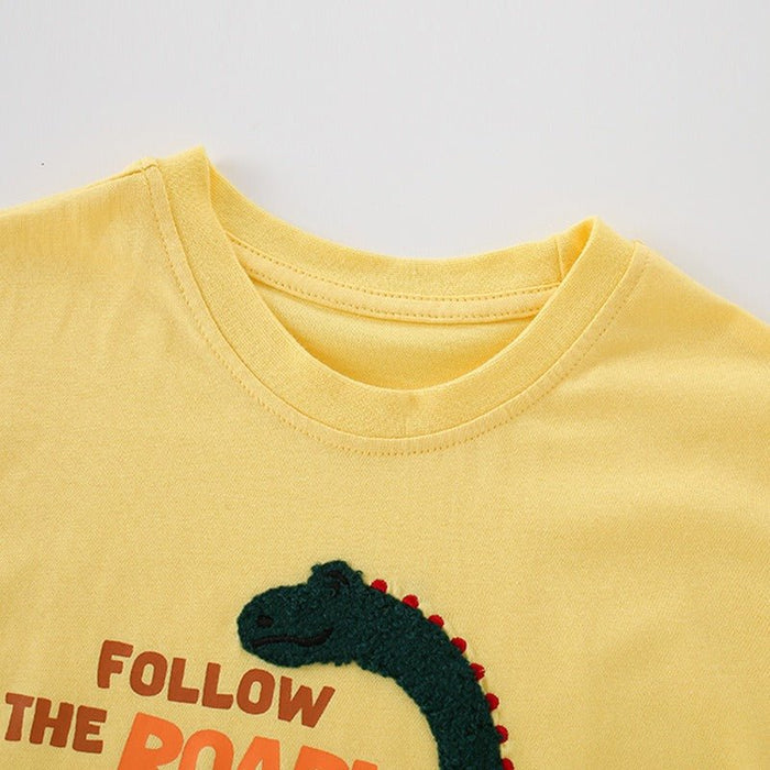 Toddler/Kid Boy's Dinosaur Design Yellow Cotton T-shirt