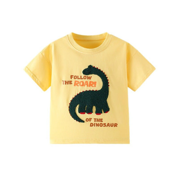 Toddler/Kid Boy's Dinosaur Design Yellow Cotton T-shirt