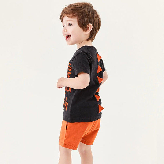 Toddler/Kid Boy's Dinosaur Print Tee with Orange Shorts Set