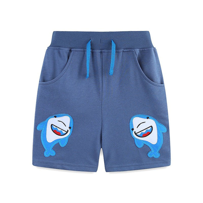 Toddler/Kid Boys Drawstring Shark Blue Shorts