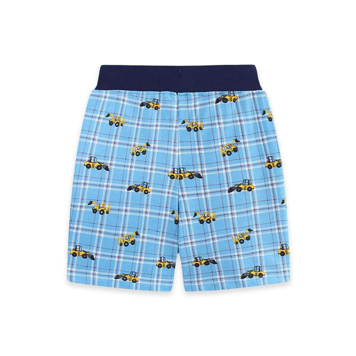 Toddler/Kid Boy's Excavator Design Blue Shorts for Summer