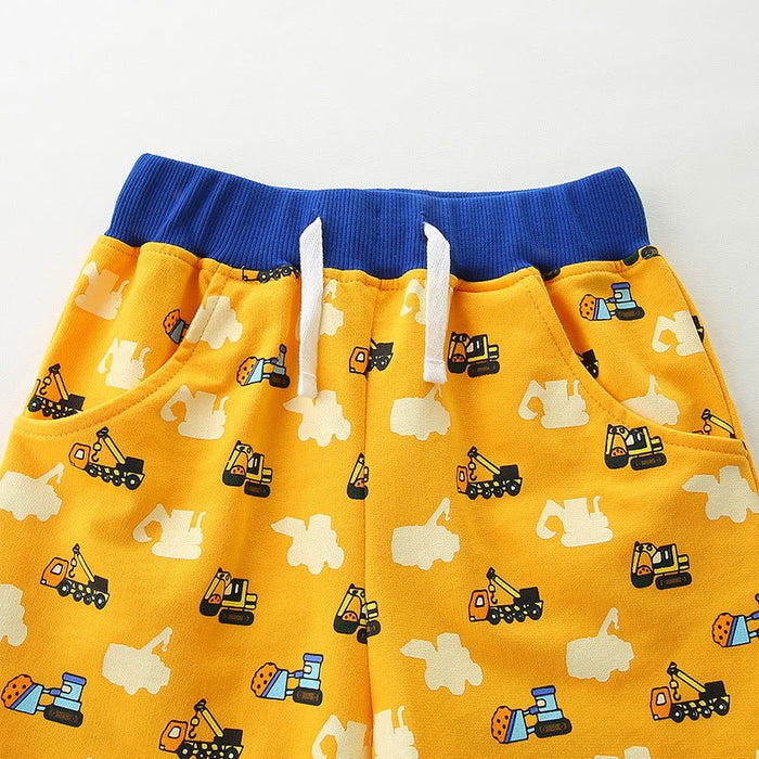 Toddler/Kid Boy's Excavator Design Yellow Shorts for Summer