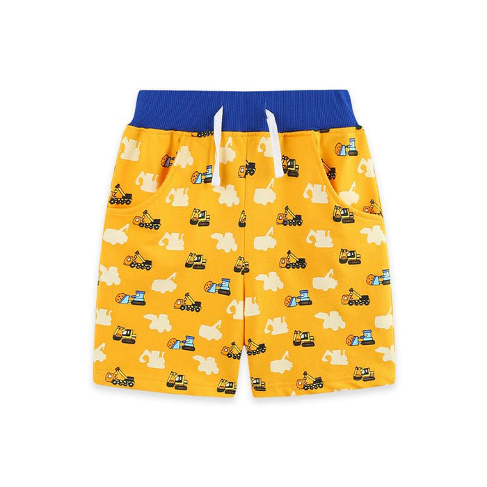 Toddler/Kid Boy's Excavator Design Yellow Shorts for Summer