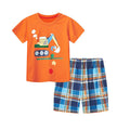 Toddler/Kid Boy's Excavator Orange T-shirt with Shorts Set