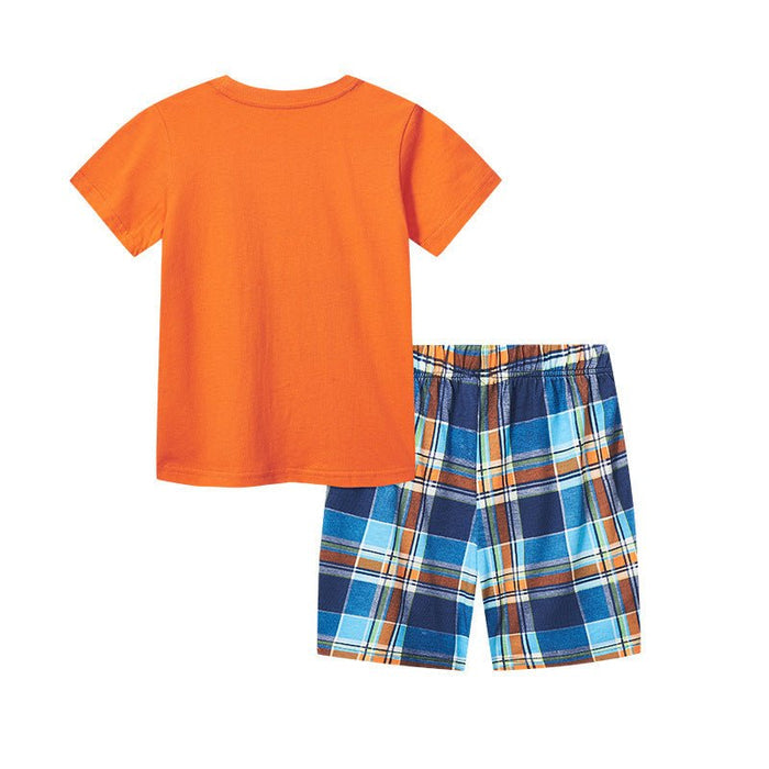 Toddler/Kid Boy's Excavator Orange T-shirt with Shorts Set