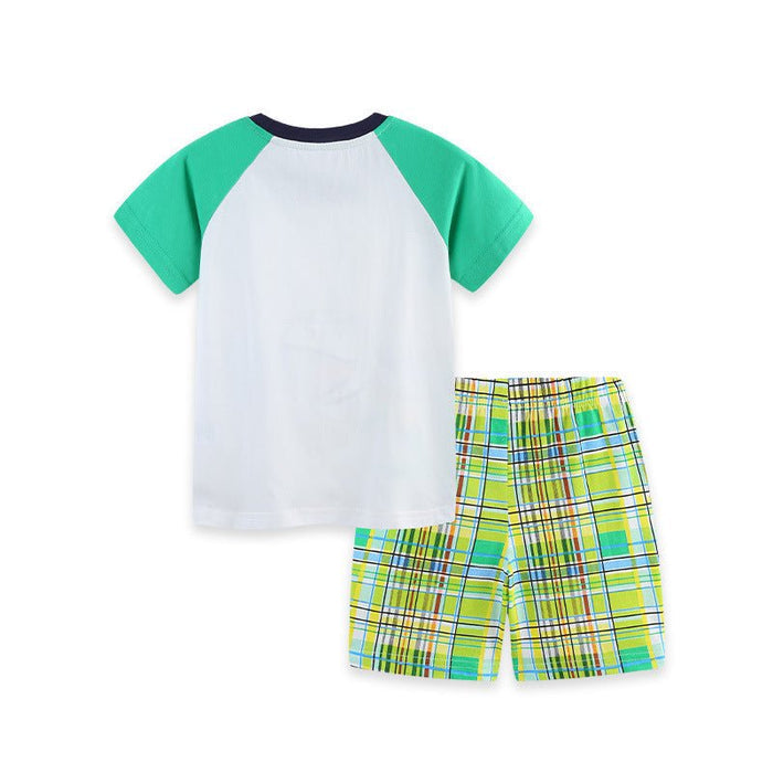 Toddler/Kid Boy's Green Dinosaur Top with Matching Shorts Set