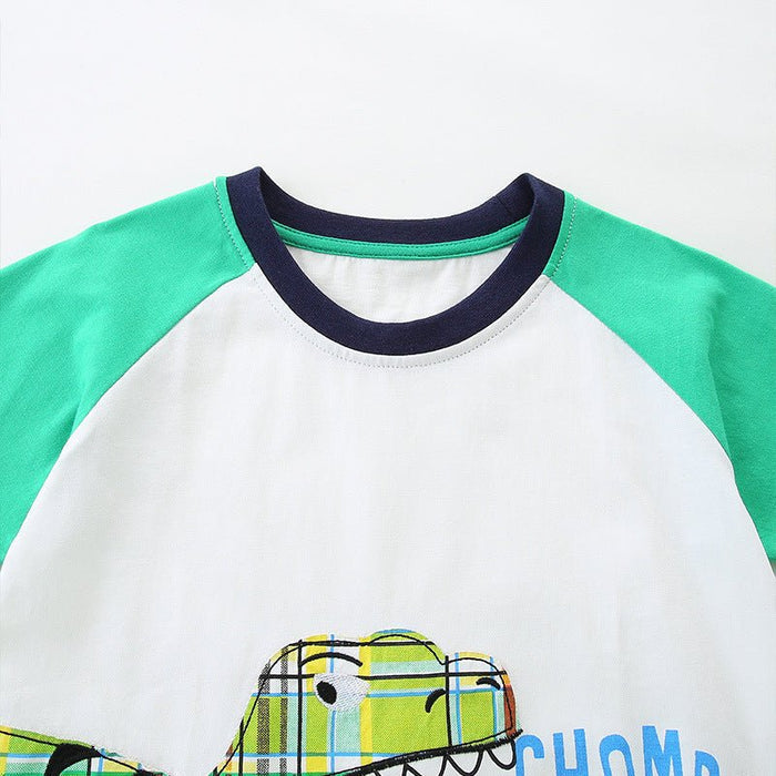 Toddler/Kid Boy's Green Dinosaur Top with Matching Shorts Set