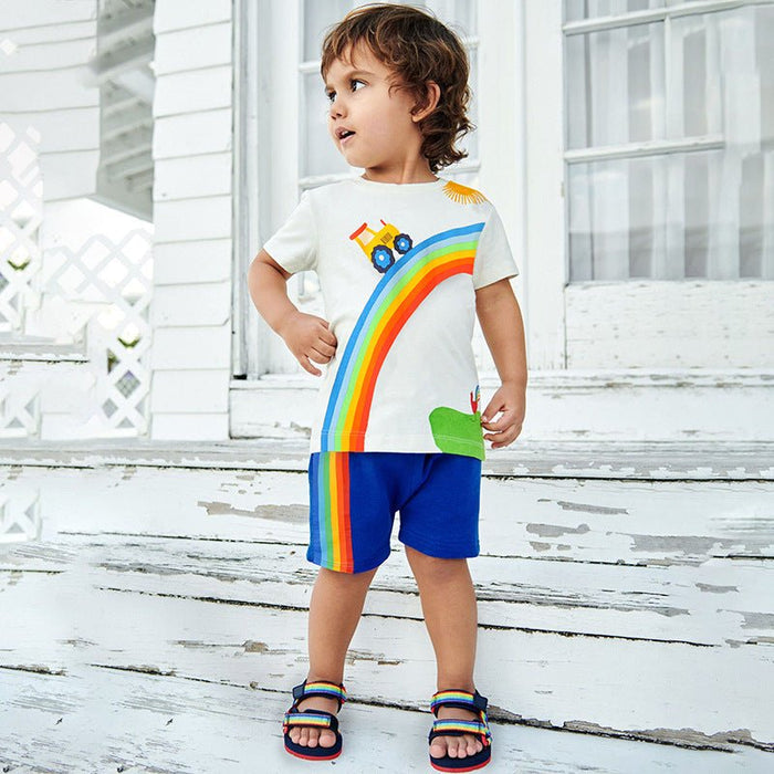Toddler/Kid Boy's Rainbow Print Design T-shirt with Shorts Set