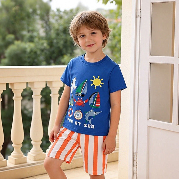 Toddler/Kid Boy's Summer Beach Design Top with Shorts Set