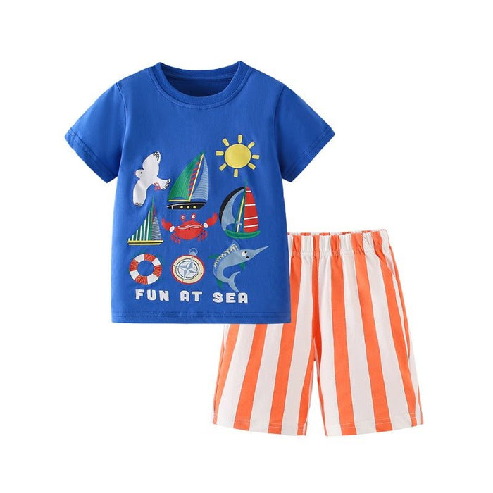 Toddler/Kid Boy's Summer Beach Design Top with Shorts Set