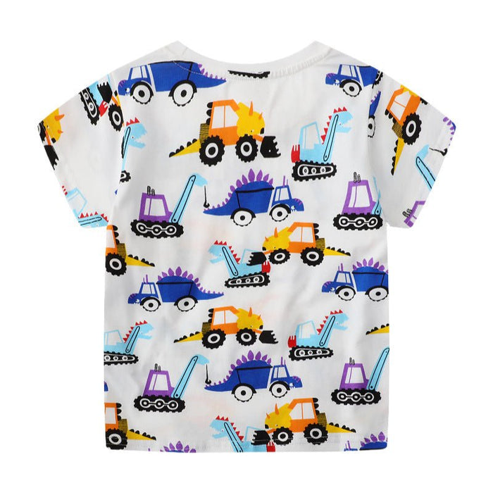 Toddler/Kid Boy's Vehicle Print Short Sleeve T-shirt