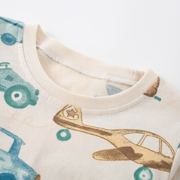 Toddler/Kid Car Plane Print Long Sleeve Tee