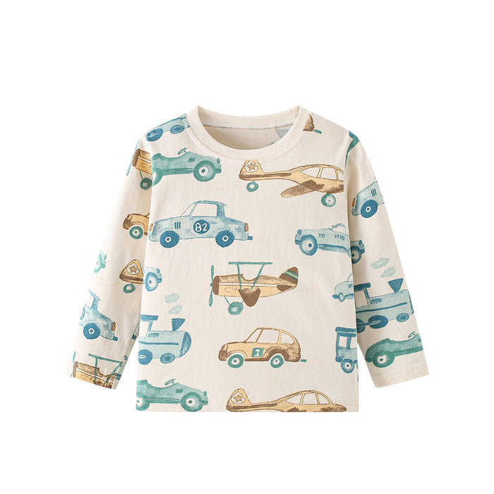 Toddler/Kid Car Plane Print Long Sleeve Tee