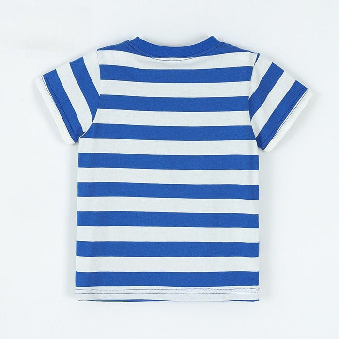 Toddler/Kid Cartoon Crocodile Stripe Short Sleeve Top