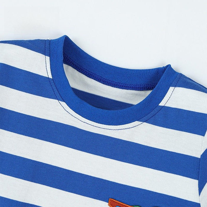 Toddler/Kid Cartoon Crocodile Stripe Short Sleeve Top