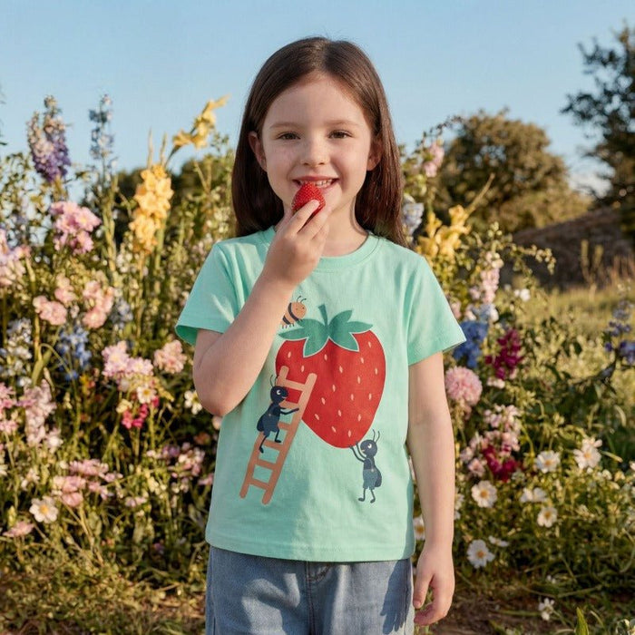 Toddler/Kid Cartoon Insect Fruit Graphic Cotton T-Shirt