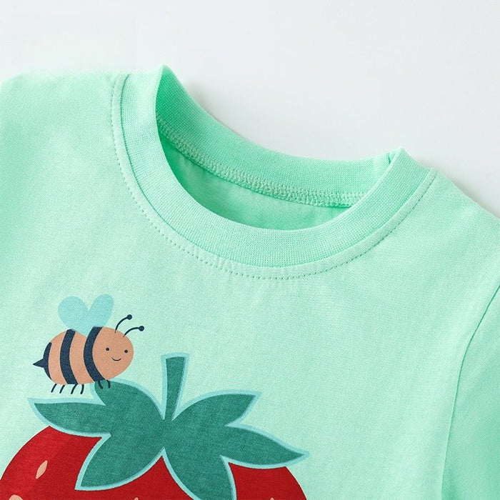 Toddler/Kid Cartoon Insect Fruit Graphic Cotton T-Shirt