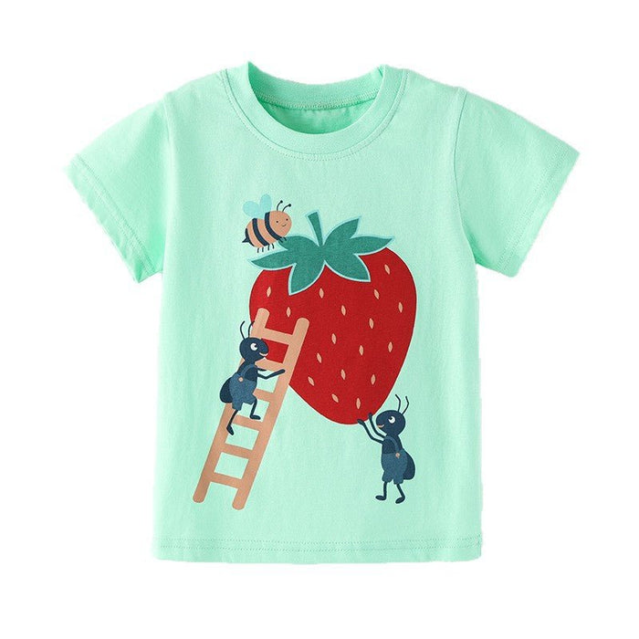 Toddler/Kid Cartoon Insect Fruit Graphic Cotton T-Shirt