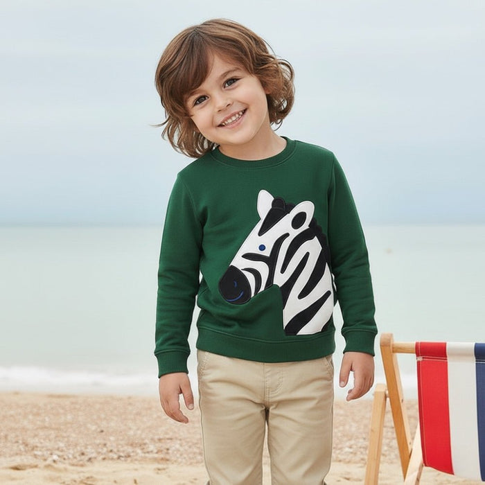 Toddler/Kid Cartoon Zebra Design Green Sweatshirt