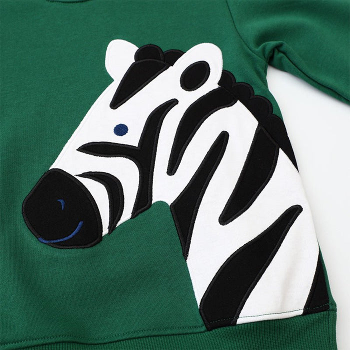 Toddler/Kid Cartoon Zebra Design Green Sweatshirt