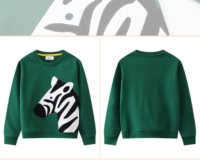 Toddler/Kid Cartoon Zebra Design Green Sweatshirt