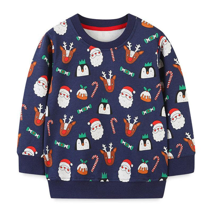 Toddler/Kid Christmas Santa, Reindeer, Candy Print Sweatshirt