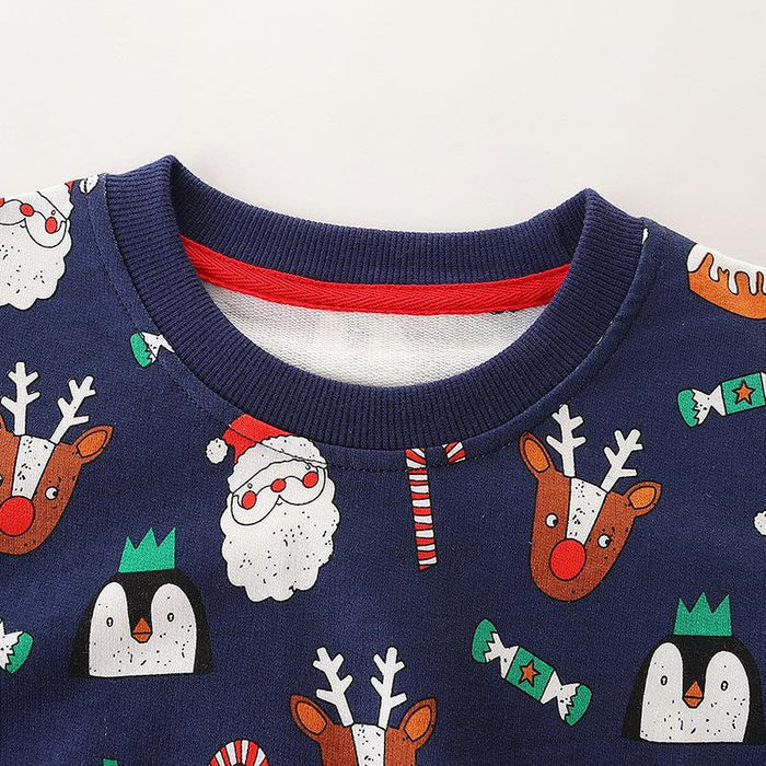 Toddler/Kid Christmas Santa, Reindeer, Candy Print Sweatshirt